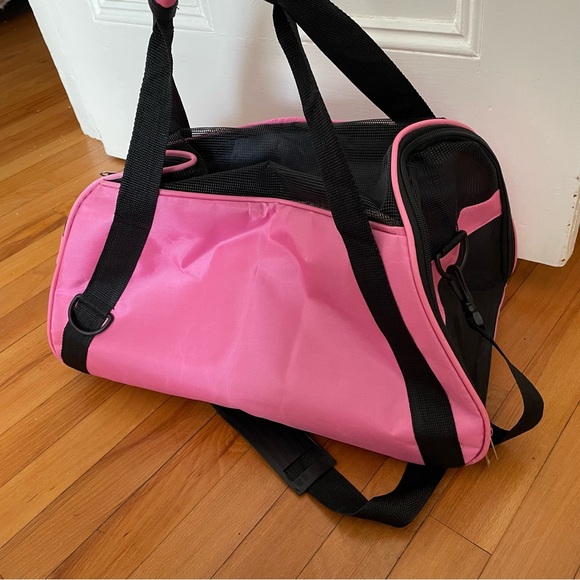 Small Zip Up Pet Carrier Hot Pink With Strap - Picture 3 of 5